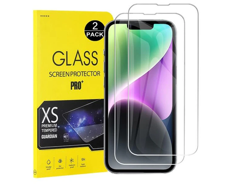 Apple iPhone 14 Screen Protector Tempered Glass Screen Protector Guard (Clear) - Case Friendly