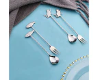 Stainless Steel Long Handle Coffee Stirring Spoon Cake Fork Tableware Supplies-Primary Color Fork