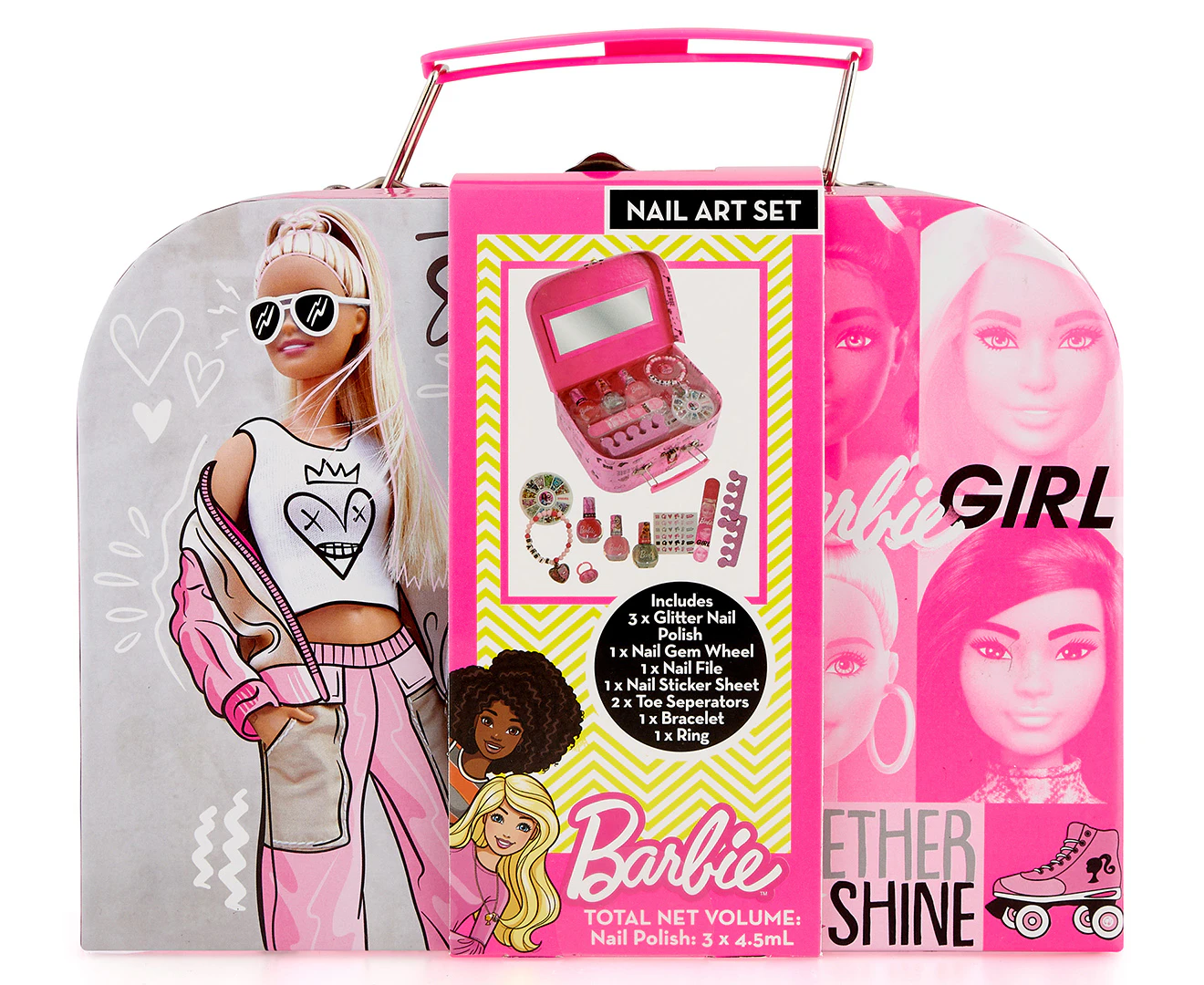 Barbie Nail Art Set Box Kids Toy 5y+ w/ Nail File/Nail Sticker Sheet/Bracelet