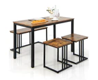 Giantex 4-Piece Dining Table Set Industrial Dining Table 4 Seats Breakfast Table Furniture Set for Kitchen Restaurant Bar