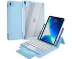 iPad Air 5th Generation 4th Gen 10.9'' Vertical Keyboard Case with Touchpad Cute Color Keyboard Magnetic Clear Back Cover Detachable BT Touch Keyboard - Blue