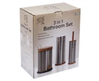 Eco Basics 3-Piece Stainless Steel Bathroom Set - Silver/Natural