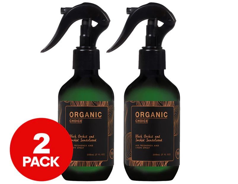 2 x Organic Choice Air Freshener & Linen Spray Black Orchid & Smoked Sandalwood 200mL