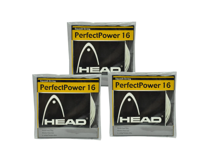 HEAD Squash String - Perfect Power 16 - Ultimate Power String - 3 Sets