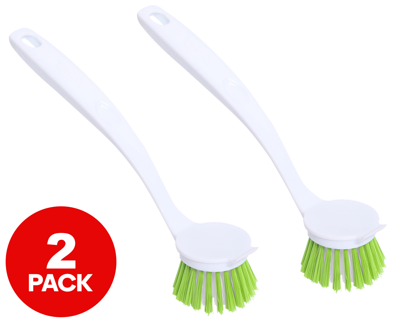 2 x Sabco Round Dish Brush - White/Green