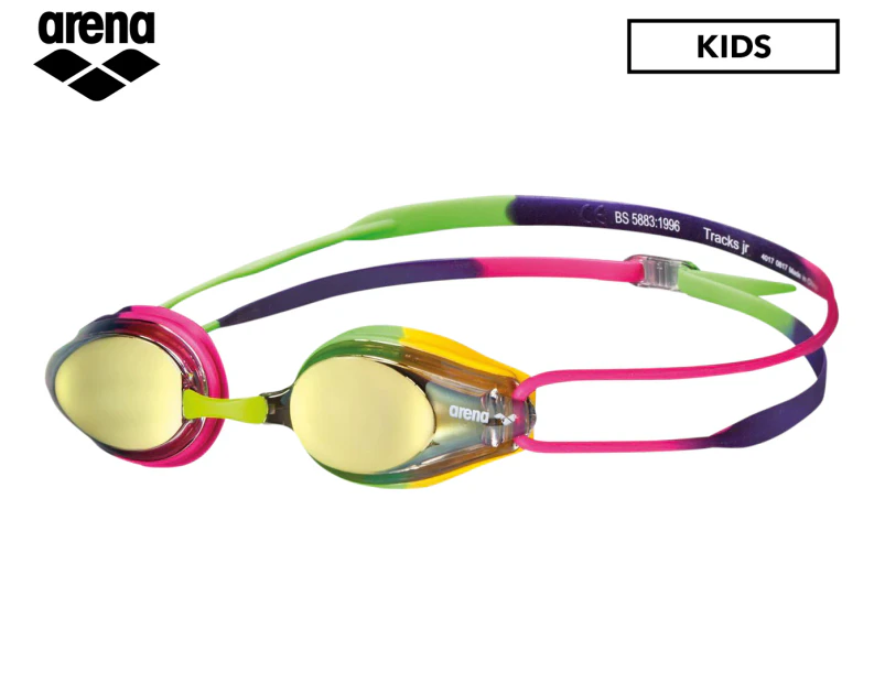Arena Kids' Tracks Jr Mirror Goggles - Violet/Fuchsia/Green