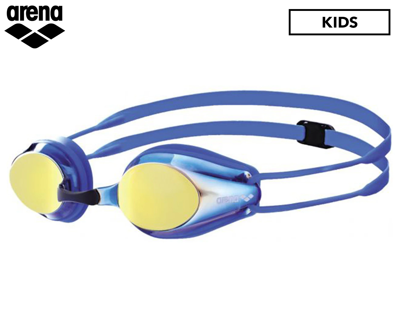 Arena Tracks Junior Racing Mirror Swimming Goggle Kids Swim Glasses 6-12y BL/YL