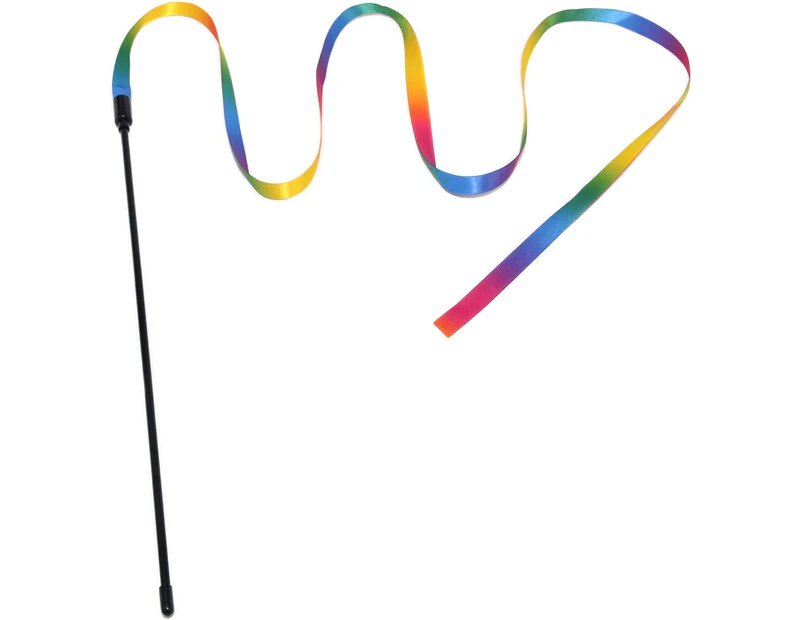 Interactive Cat Toys Teaser Rainbow Wand String - 1 Pack-A-RAINBOW (1 Pack)