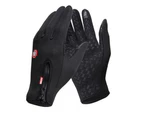 Autumn and winter cycling men and women windproof warm touch screen gloves outdoor zipper gloves-black