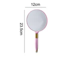Hand Mirror, Handheld Mirror with Handle,High-definition retro makeup mirror beauty dressing portable carry-on-Pink