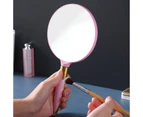 Hand Mirror, Handheld Mirror with Handle,High-definition retro makeup mirror beauty dressing portable carry-on-Pink