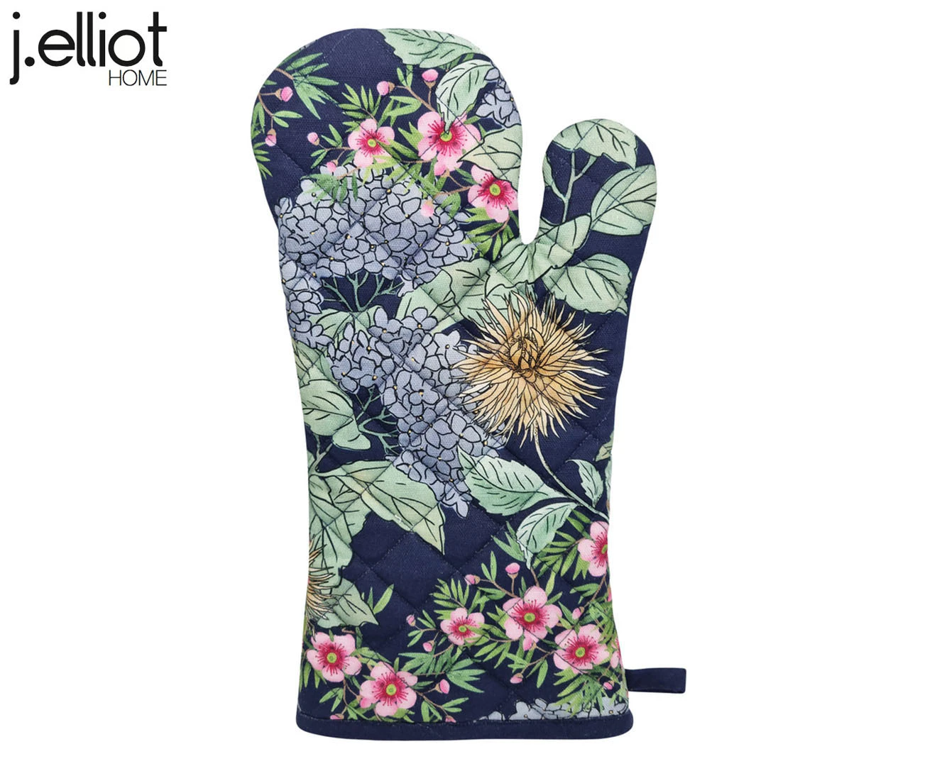 J.Elliot Hydrangea 19x35cm Cotton Oven Mitt Kitchen Cooking/Baking Gloves Navy