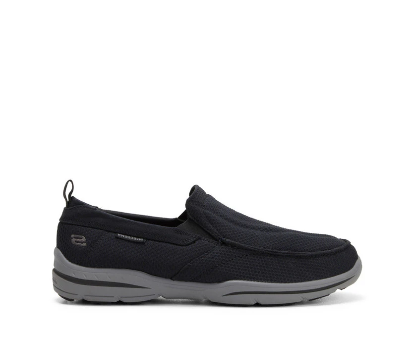 Mens Skechers Harper - Walton Black Slip On Sneaker Shoes