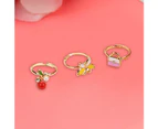 36Pcs Girl Enamel Bow Flower Adjustable Ring Pretend Play Jewelry Birthday Gift-36pcs