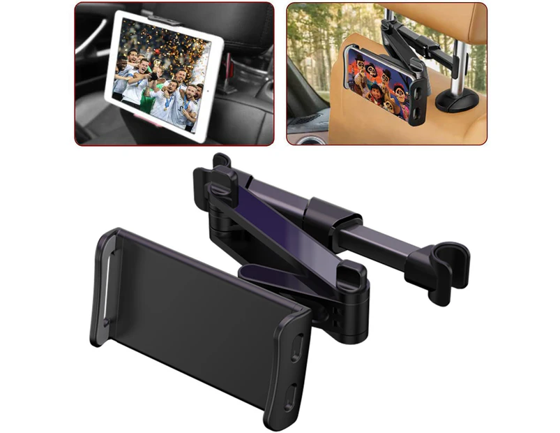 Tablet Holder for Car, Stretchable Car Headrest Smartphones/Switch/iPad Holder 360° Rotating Adjustable Car Backseat Tablet Mount Holder - Black
