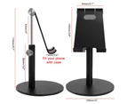 Adjustable Tablet/Phone Stand, Telescopic Adjustable iPad Stand Holder,Universal Multi Angle Aluminum Stand Compatible - Black