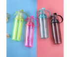 600ml Plastic Spray Cup Kettle Student Outdoor Sports Water Bottle with Straw Blue