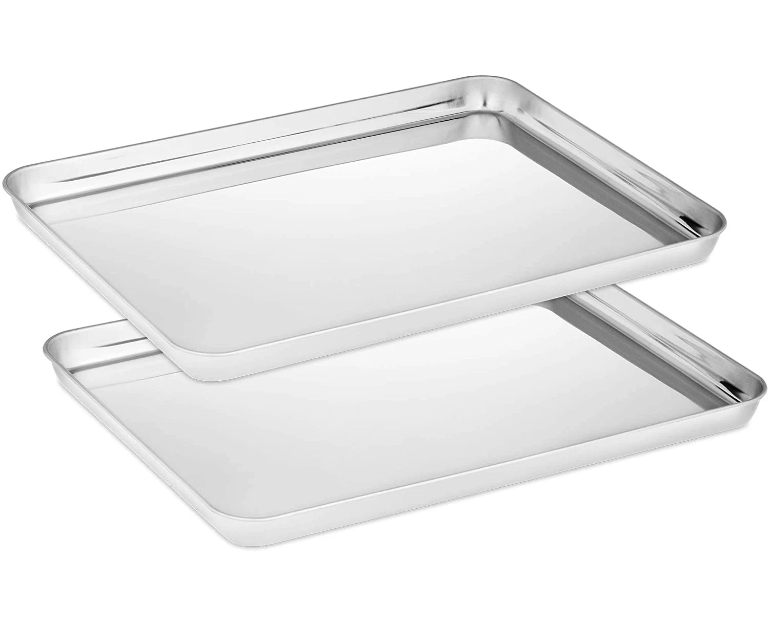 Baking tray set of 2, stainless steel oven tray, baking tray non-toxic & healthy, mirror-smooth & rust-free, easy to clean & dishwasher-safe