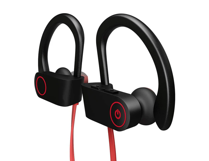 Wireless Bluetooth Neckband Headphones, U8 Ear Sweatproof Sport Earphones with Ear Hooks, Noise Cancelling, Stereo Headset with Mic, Premium Bass Sound
