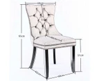 2X Velvet Dining Chairs Upholstered Tufted Kithcen With Solid Wood Legs Stud Trim And Ring-Gray