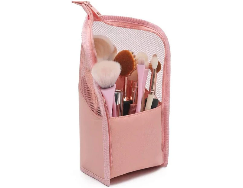 Makeup Brush Organizer Bag Travel Artist Brushes Holder Stand-up Makeup Cup Waterproof Dust-proof Cosmetic Brush Holder Pouch Case with Zipper