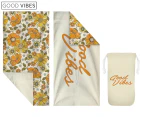 Good Vibes Quick Dry Waffle Beach Towel - 70s Floral