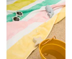 Minikins Velour Beach Towel - Pink Awning Stripe