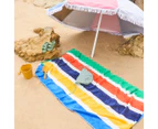 Minikins Velour Beach Towel - Blue Awning Stripe