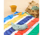 Minikins Velour Beach Towel - Blue Awning Stripe