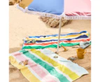 Minikins Velour Beach Towel - Blue Awning Stripe