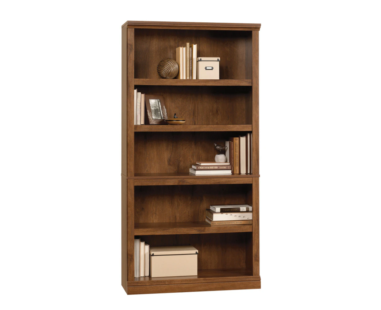 Sauder Bookshelf Display Cabinet 5 Tier Bookcase Storage Shelving Unit oak woodgrain