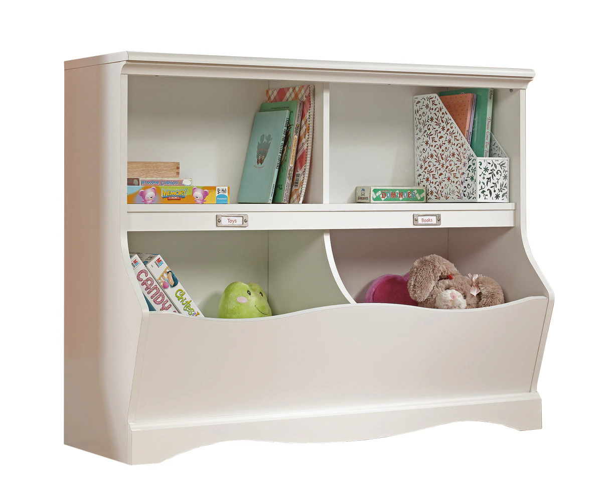 Sauder Pogo Bookcase Bookshelf Open Shelving Toy Storage Bins White