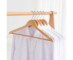 Wooden Hangers High Durability Groove Design Non-Slip Smooth Surface Burr Free Space-saving Reusable Shirt Wooden Hanger Clothes Drying Racks-Wooden Color