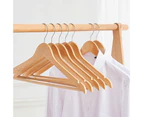 Wooden Hangers High Durability Groove Design Non-Slip Smooth Surface Burr Free Space-saving Reusable Shirt Wooden Hanger Clothes Drying Racks-Wooden Color