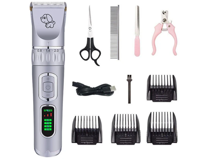 Dog Clipper Low Noise Low Vibration LED Screen Indicate Dog Pet Grooming kit USB Charge Small Medium Large Dog Hair Clippers