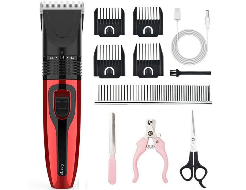 Dog Clippers Cat Hair Trimmer Professional Low Noise Rechargeable Animal Grooming  Kit  Machine Cut Shaver Set 110-240