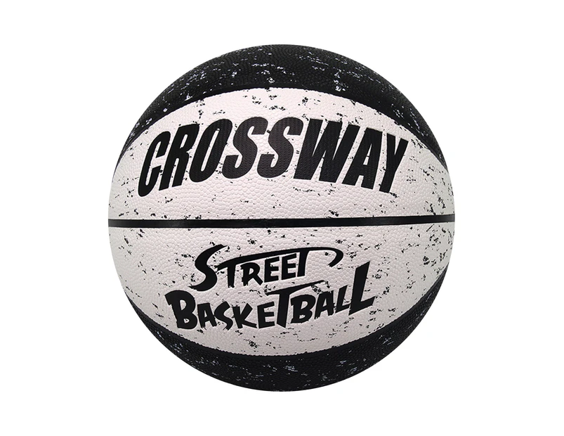 1 Set Training Basketball Sweat-Absorbent Leakage Proof Well Rebound Professional Crossway No.7 Basketball for Athletics Black White