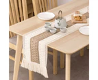 1 Stripe Table Runner Bohemian Heat-resistant Cotton Flax Wedding Banquet Table Runner with Fringe Kitchen Supplies-M