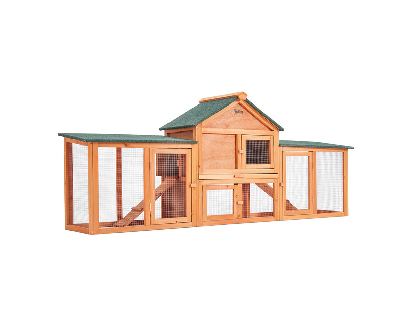 Rabbit Hutch Chicken Coop 204 x 45 x 85cm 2 Storey Cage Mansion