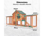 Rabbit Hutch Chicken Coop 204 x 45 x 85cm 2 Storey Cage Mansion