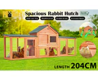 Rabbit Hutch Chicken Coop 204 x 45 x 85cm 2 Storey Cage Mansion