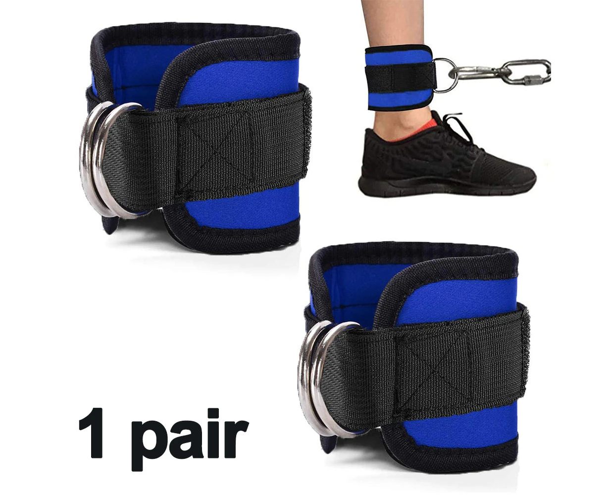 Ankle Strap for Cable Machines for Kickbacks, Glute Workouts, Leg Extensions, Curls, and Hip Abductors for Men and Women, Adjustable Neoprene Support - Blue