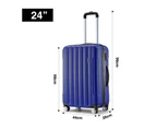 3PCS Luggage Set Hard Travel Suitcases Carry On Lightweight Trolley with TSA Lock 2 Covers Royal Blue