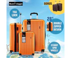 3PCS Luggage Suitcase Set Hard Carry On Travel Trolley Lightweight with TSA Lock and 2 Covers Orange