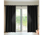 2X Blockout Curtains Blackout Curtain Window Eyelet Bedroom Black 132CM x 213CM