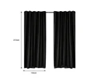 2X Blockout Curtains Blackout Curtain Window Eyelet Bedroom Black 132CM x 213CM