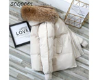 Hooded Fur Collar Loose Down Jacket Women Winter Korean Fashion Warm Thicken Padded Cotton Coat Female Loose Puffer Parkas Black