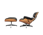 Premium Walnut Eames Replica Lounge Chair & Ottoman Set Italy Genuine Leather Sofa Armchair for Home Office Salon