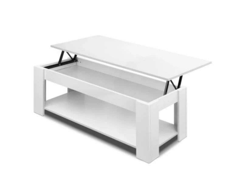 White Coffee Table Lift Up Top Modern Tables Hidden Book Storage Shelf