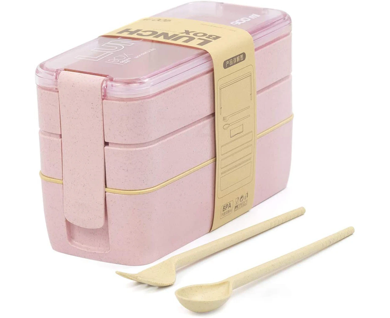 Iteryn Stackable Bento Box Lunch Box, Wheat Straw, 3-In-1 Compartment  Japanese Lunch Containers Leakproof, Eco-Friendly Bento Lunch Box Meal Prep  - 2